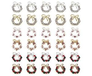 HAPINARY Breloques En Métal Pour Ongles Nœud Et Guirlande Strass 30 Pièces Décorations De Noël Petite Taille Nail Art Festive Pour Manucure Et Salon