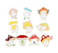 HAPINARY Broche champignon broches bijoux champignon lot de 10 en alliage pour manteaux vestes avec style cartoon original Plusieurs styles