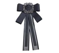HAPINARY Broche Nœud Papillon Noir en Ruban Transparent Design avec Cristaux et Fermoir Verrouillable, Accessoire Chic pour Mariage et Banquet