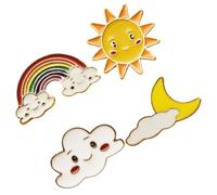 HAPINARY Broches décoratives en alliage 4 pièces Soleil Nuage Arc-en-ciel style délicat pour fêtes et anniversaires Plusieurs styles Plusieurs styles