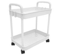 HAPINARY Chariot en PP Robuste de Rangement à roulettes Blanc, Double Couche Grosse Capacité de 50kg, Multi-Usage pour Bureau et Étagère de Rangement