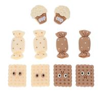 HAPINARY Charms en Résine Plats 10 Pièces de Bonbons et Biscuits Accessoires Artisanaux pour Décorations Ongles Scrapbooking et Bijoux Couleurs Marron et Blanc DIY