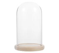 HAPINARY Cloche en Verre Transparente avec Base en Bois, Dôme Unique pour Décoration de Table Basse et Scène Enneigée DIY, Artisanat Raffiné pour Présentation D'objets Précieux