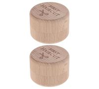HAPINARY Coffret cadeau de naissance (lot de 2) en bois, boîte de rangement pour cheveux de bébé, boîte beige de 5 x 5 x 3,5 cm, pour -nés, à la maison
