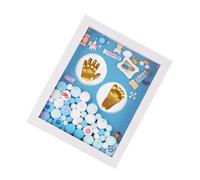 HAPINARY Coffret Souvenir Bébé Empreinte de Main et Pied en Argile Non Toxique, Cadre Photo DIY Moyen Bleu pour Garçon, Kit Présent Naissance Souvenir Tampons Encreurs pour Bébés