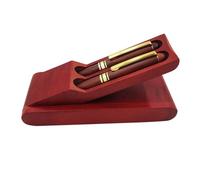 HAPINARY Coffret Stylo en Bois Rouge 3pcs Stylo à Plume Poli et Arrondi, Étui de Rangement Fonctionnel pour DIY, Design Classique et Élégant