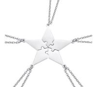 HAPINARY Colliers D'amitié en Acier Titane Pendentifs Étoiles à Cinq Branches, 5 Pièces, Accessoires de Bijoux Créatifs pour Famille et Amis
