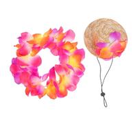 HAPINARY Costume Hawaïen pour Chien et Chat avec Chapeau Paille et Guirlande Rouge Accessoires pour Fête et Plage Confortable et Respirant