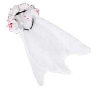 HAPINARY Couronne de Fleurs Blanche Voile en Tissu pour Costume Halloween et Jour des Morts, Serrage-tête Unique Créant une Ambiance Effrayante pour Adultes et Garçon et Filles