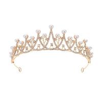 HAPINARY Couronne de Mariée Baroque Strass et Cristal Tiare Princesse Vintage Dorée Accessoire Cheveux Luxueux pour Mariage Anniversaire et Fête