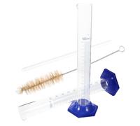 HAPINARY Cylindres gradués 4 pièces 100 ml verre épais base ronde avec brosse et pipette pour instrumentation chimique en laboratoire