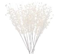 HAPINARY Décorations de Noël 12 Branches de Baies Artificielles Blanches en Plastique à Finition Scintillante, Montage Facile pour Décorations de Fête