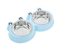 HAPINARY Double Bol pour Chien et Chat en Acier Inoxydable avec Fond antidérapant capacité pour Nourriture et Eau Design Grenouille Bleu Amusant et Facile à Nettoyer