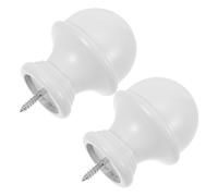 HAPINARY Embouts de Tringle à Rideaux et Compatible Rideaux Lourds 2 Pièces en Bois Blanc 29mm Diamètre, Design Classique Montage sans Jeu pour Tringles Romaines