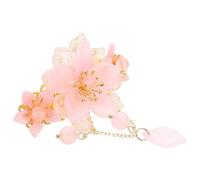 HAPINARY Épingle à Cheveux Vintage Style Hanfu avec Pompons Floraux en Métal et Résine, Pince à Ressort Demi-attachée pour Coiffure Relevée, Tenue Sécurisée pour Femmes et Filles Lors