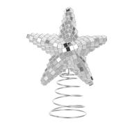HAPINARY Étoile Décorative en Verre et Métal Argenté pour Sapin de Noël, Décoration Finale Disco Miroir, Facile à Installer, pour Mariages et Anniversaires