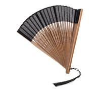 HAPINARY Éventail à Main de Style Chinois Ancien Noir en Bambou et Tissu, Pliant Portatif et Gain de Place, pour Performance et Décoration Vintage