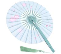 HAPINARY Éventail Pliant Rond Style Chinois en Bambou et Tissu Vert, Structure Portable Multifonction pour Décoration de Mariage et Maison Élégante