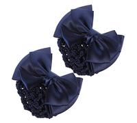 HAPINARY Filets à Chignon pour Femme X2, Taille Unique, Nœud, Filet à Cheveux Élastique, Accessoire Professionnel pour Infirmières et Employées, Usage Quotidien, Couleur Bleu