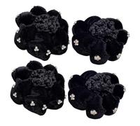 HAPINARY Filets Cache-chignon Noirs En Velours Strass 4 Pcs Taille Unique Filet à Cheveux De Ballet Pour Femmes Couvre-chignon Pour Danseuses Accessoires De Coiffure Cérémonie