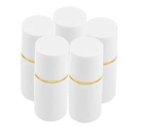 HAPINARY Flacon Applicateur Éponge Cosmétique 5 Pcs 20 Ml Distributeur Liquide Rechargeable pour Huiles Essentielles Voyage Usage Cutané Bouchon Blanc Ligne Dorée