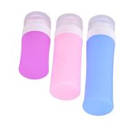 HAPINARY Flacons de Voyage en Silicone 38Ml Violet 60Ml Rose 80Ml Bleu Coffret 3 Pièces Paquet PVC Transparents Bouteilles Rechargeables pour Lotion Huile Essentielle Kit Voyage
