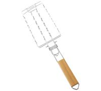 HAPINARY Grille à Saucisses en Acier Inoxydable 304 avec Poignée en Bois, Panier de Barbecue Robuste et Pliable, pour Barbecue en Plein Air et Pique-niques