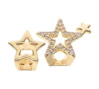 HAPINARY Grillz Dent en Zirconium Étoile Double, Cuivre Doré, Réutilisable, Éclat Stable, Style Hip-hop et Urbain, pour Homme et Femme, Accessoire de Concert Soirée Danse