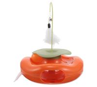 HAPINARY Interactif pour Chats avec Circuit Rotatif et Balles Bâtonnet à Taquiner avec Plume Orange Jeu D’Exercice Intérieur Silencieux pour Chatons D’Éveil Stimulant et Amusant