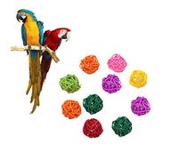 HAPINARY Jouets pour Perroquets Boules De Rotin à Mâcher Jouet pour Oiseau Naturel 5 Cm Lot de 10 Mélange De Couleurs Stimulation Mentale Oiseau Cage Petits Perruches