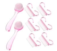 HAPINARY Kit de Brosses à Ongles pour Nettoyage Manucure et Pédicure Poils Doux et Denses Poignée Confortable Complet avec Grandes Brosses et Petites Aléatoires Soin des Couleur Aléatoire