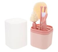 HAPINARY Kit de Nettoyage Biberon Né Brosse Silicone Souple Brosse Flexible Multi-usage avec Égouttoir et Boîte de Rangement Ensemble Portable pour Maman