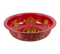 HAPINARY Lavabo en Métal Rouge Traditionnel Chinois 36 Cm, Bol Mélangeur D'arômes et Récipient de Conservation des Légumes, Lavabo Portable pour Mariage et Décoration de Fête, 60 Pièces
