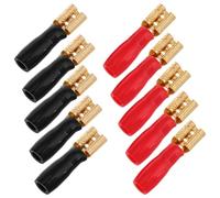 HAPINARY Lot de 10 Cosses à Sertir à Fourche 4.8p pour Haut-parleurs Automobiles, Bornes de Câble en Cuivre Pur Plaqué Or, Connecteurs Électriques Rapides pour Installation Audio Auto