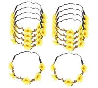 HAPINARY Lot De 10 -Têtes À Fleurs De Tournesol Avec Couronnes De Fleurs De Marguerite Pour Femmes, Têtes De Mariée, Couronne De Cheveux De Marguerite Réglable, Guirlande De Couronnes De