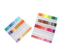 HAPINARY Lot de 100 Stylos Marqueurs à Double Pointe pour Garçon et Filles, Feutres Couleur Pointe Fine et Pinceau, Portable en Abs et Éponge, pour Illustration et Anniversaire