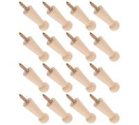 HAPINARY Lot de 16 crochets à vis en bois brut M4 pour manteaux, chapeaux et serviettes, crochet mural en hêtre, style ferme, adapté pour entrée et atelier de bricolage