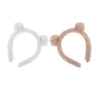 HAPINARY Lot de 2 Bandeaux Spa Oreilles D’ours en Peluche Moelleuse Blanc et Kaki, Serrage-têtes Doux pour Maquillage et Soins du Visage, Accessoires Cheveux Mignons pour Femmes, Halloween