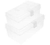 HAPINARY Lot De 2 Boîtes De Rangement Portables Pour Maquillage, Bureau, Divers Articles, Présentoir Pour Cosmétiques, Jouets, Étui De Rangement Transparent, Organisateur De Médicaments,