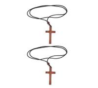 HAPINARY Lot de 2 Colliers Pendentifs Croix Chrétienne en Bois de Sang Unisexe Collier de Prière Catholique Bijou Religieux pour Homme et Femme Accessoire d'Église et Cérémonie Style