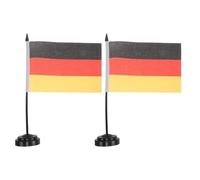 HAPINARY Lot de 2 drapeaux de table allemands - Mini drapeau de bureau allemand de luxe 20 x 12,5 cm avec hampe de 28 cm pour la décoration de bureaux, maisons et salles de insi que pour les