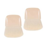 HAPINARY Lot de 2 Set de Mini Pinceaux à Blush et Poudre de Maquillage Portables, Poils Doux en Nylon, Tête Plate Beige, Kit Compact pour Voyages et Application Visage Précise