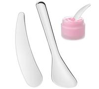 HAPINARY Lot de 2 Spatules de Soin Peau en Acier Inoxydable Argenté, Cuillères pour Crème Visage, Mélange et Application, pour Voyage et Rangement Quotidien