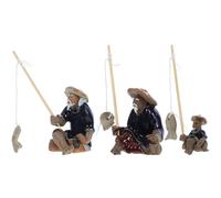 HAPINARY Lot de 3 Figurines de Pêcheurs Décoratives en Céramique Modèles Aléatoires Décoration Aquarium et Bonsaï Accessoires pour Jardin et Aménagement Paysager Ornement de Jardin
