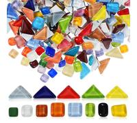 HAPINARY Lot de 3 Paquets de Morceaux de Verre Cassé en Pierre de Cristal 200g Chacun pour Loisirs Créatifs DIY Mosaïque Couleurs Variées Résistantes à L'usure