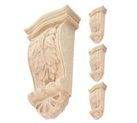 HAPINARY Lot de 4 Consoles en Bois Massif Sculpté 5x11x2,5 Cm, Décor de Colonne Romaine, Incrustations Décoratives Européennes, Supports D'étagère en Bois pour Meubles, Appliques