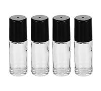 HAPINARY Lot De 4 Flacons Roll-on Vides 30 Ml Cylindrique En Verre Noir Transparent, Bouteille Rechargeable Anti-fuite, Portable Pour Huiles Essentielles Voyage Et Usage Personnel