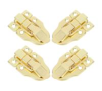 HAPINARY Lot de 4 Loquets à Bascule Dorés en Fer, Fermoirs Robustes pour Boîtes de Rangement Verrouillables, Coffrets Chinois en Fer et Bois, Adaptés aux Armoires et Boîtes à Outils