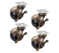 HAPINARY Lot de 4 Roulettes Vintage 2 Pouces en Laiton Vieilli Frein, Plaque Supérieure 38X38 MM Épaisseur 1,5 MM, Rotation 360°, Adaptées aux Armoires et Meubles de Salon