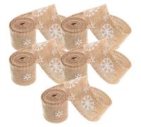 HAPINARY Lot de 5 Rubans en Lin Fin Imprimés Noël Couleur Kaki pour Emballage Présent et Décoration DIY Finition Soignée et Texture Lisse